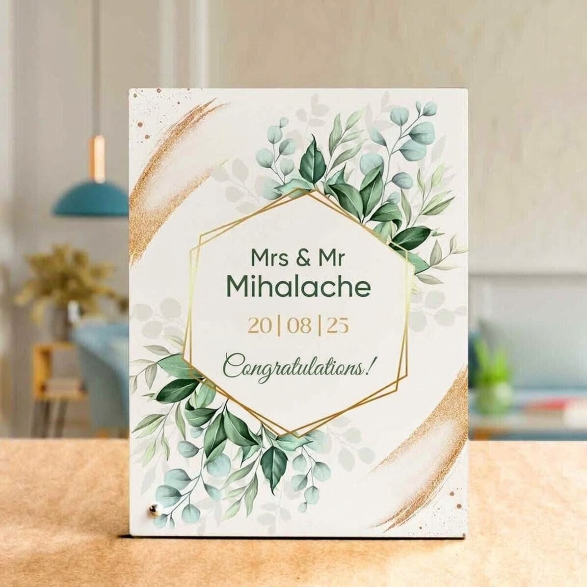 Marco de fotos de escritorio personalizado con texto - Boda