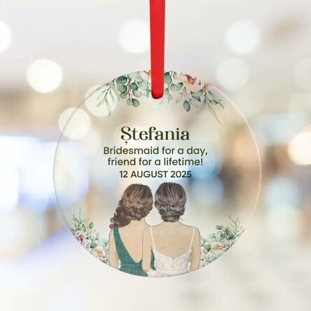 Personalised round ornament with text - Bridesmaids