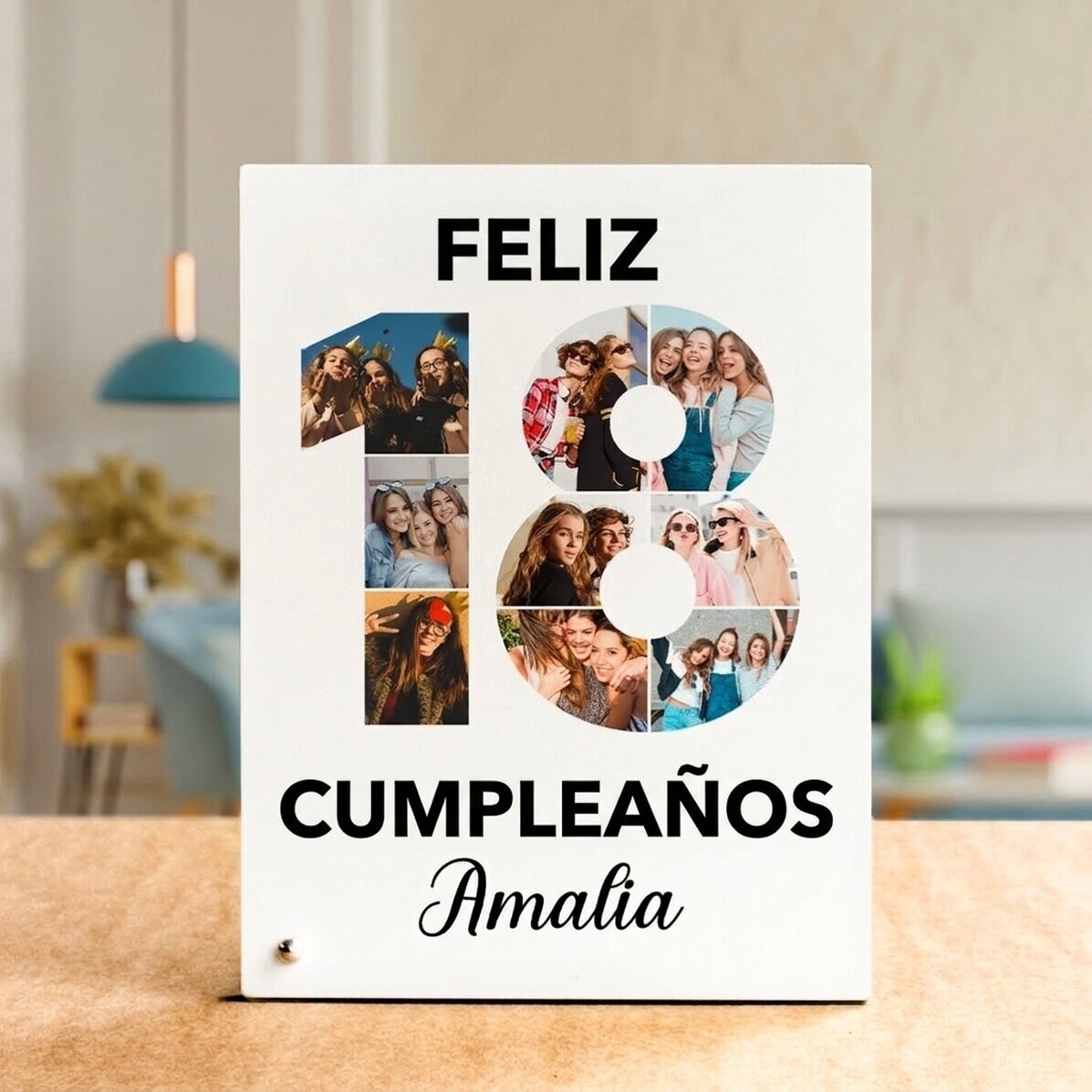 Marco de fotos de escritorio personalizado con 9 fotos y texto - Majorat