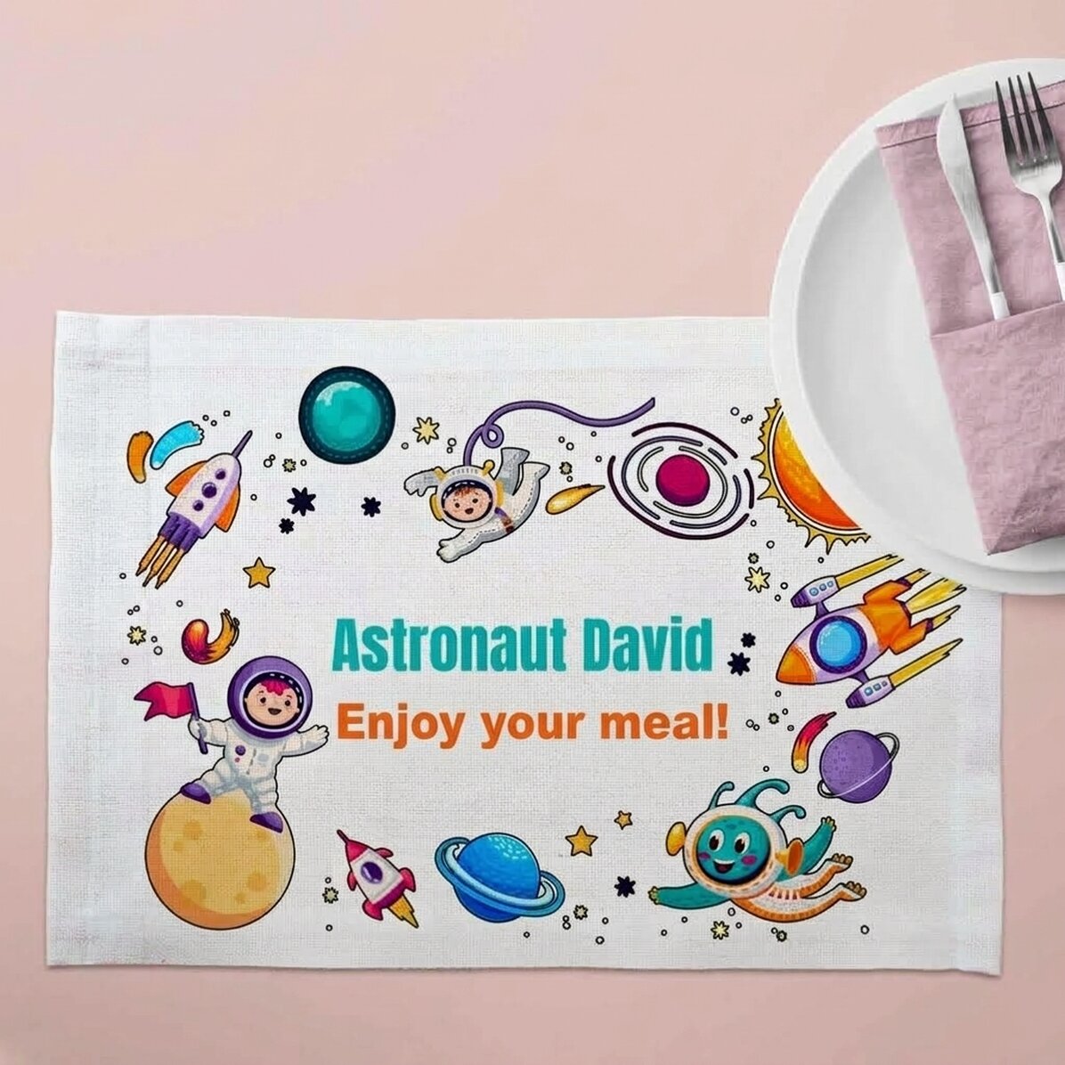 Soporte para plato personalizado con texto - Astronauta