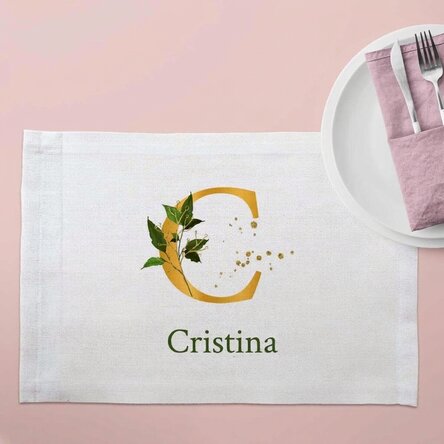 Soporte para plato personalizado con texto - Dorado