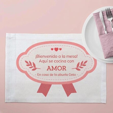 Portaplatos personalizado con texto: «Amor»