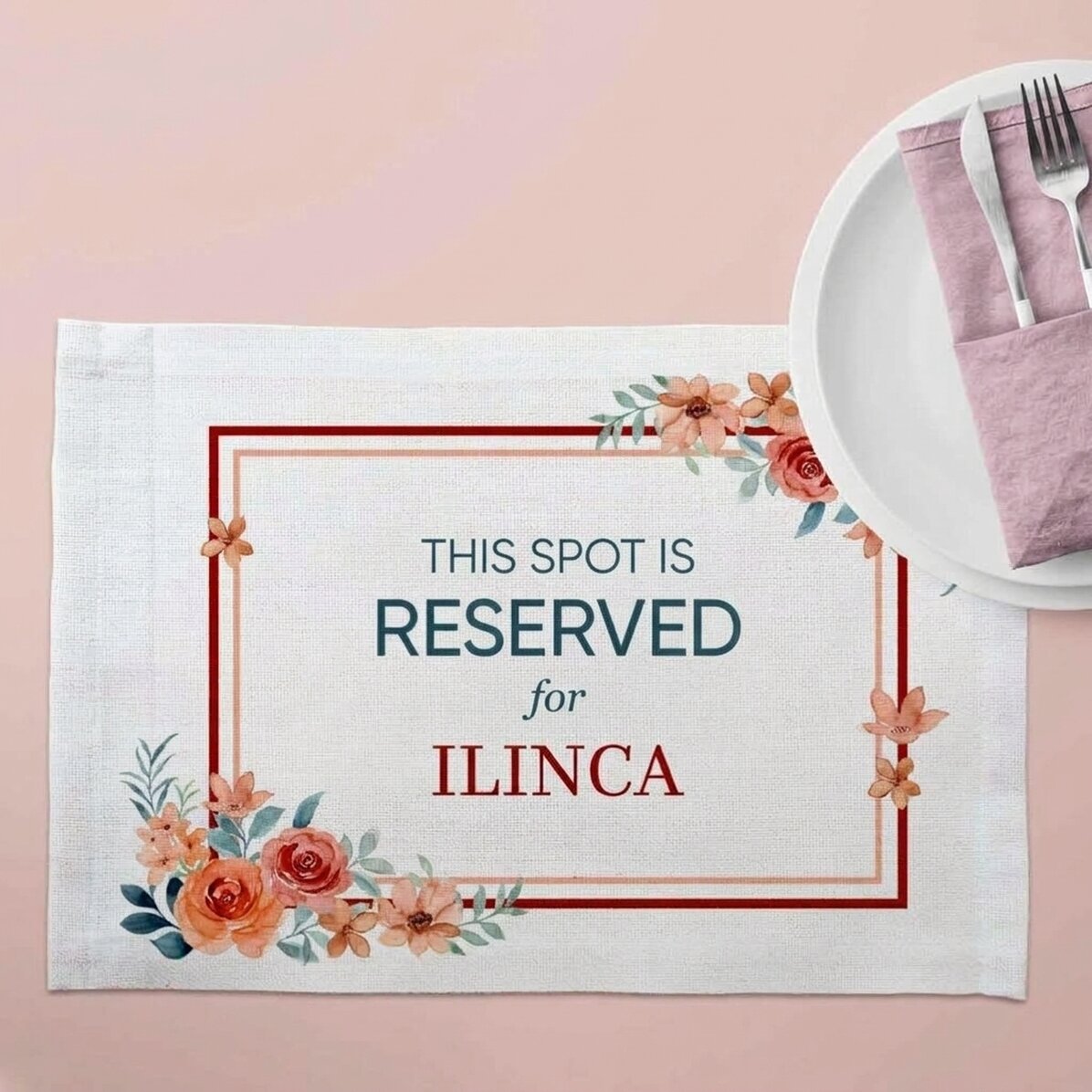 Soporte para plato personalizado con texto - Reservado