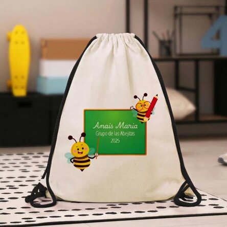 Mochila personalizada con texto: «El primer día de guardería»