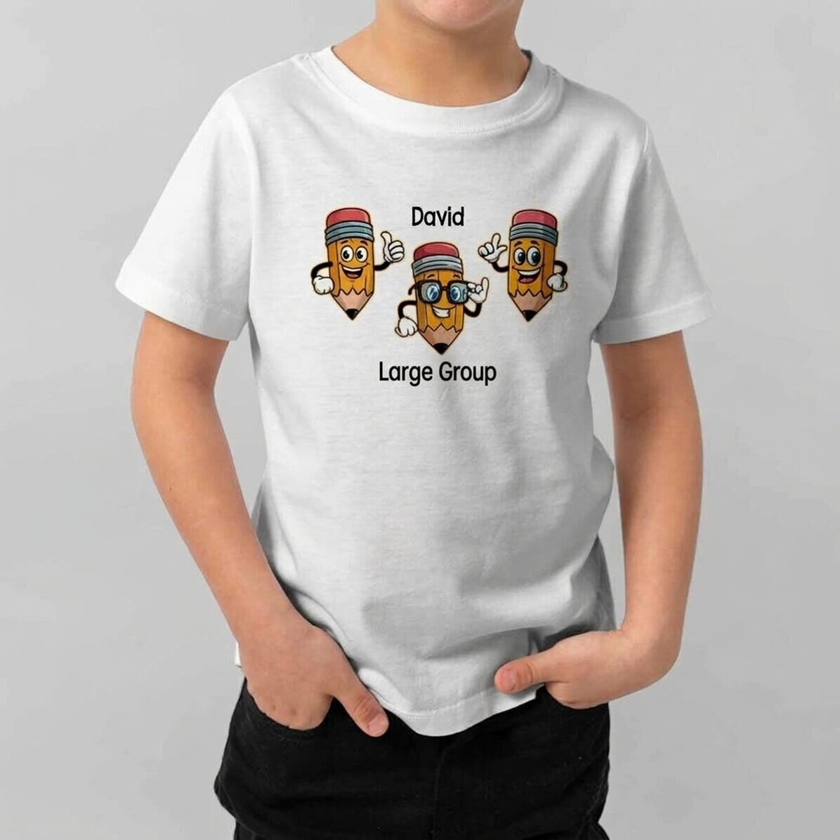 Camiseta de algodón para niños personalizada con mensaje - Lápices
