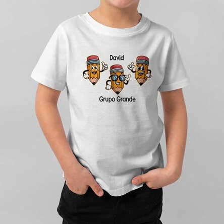 Camiseta de algodón para niños personalizada con mensaje - Lápices