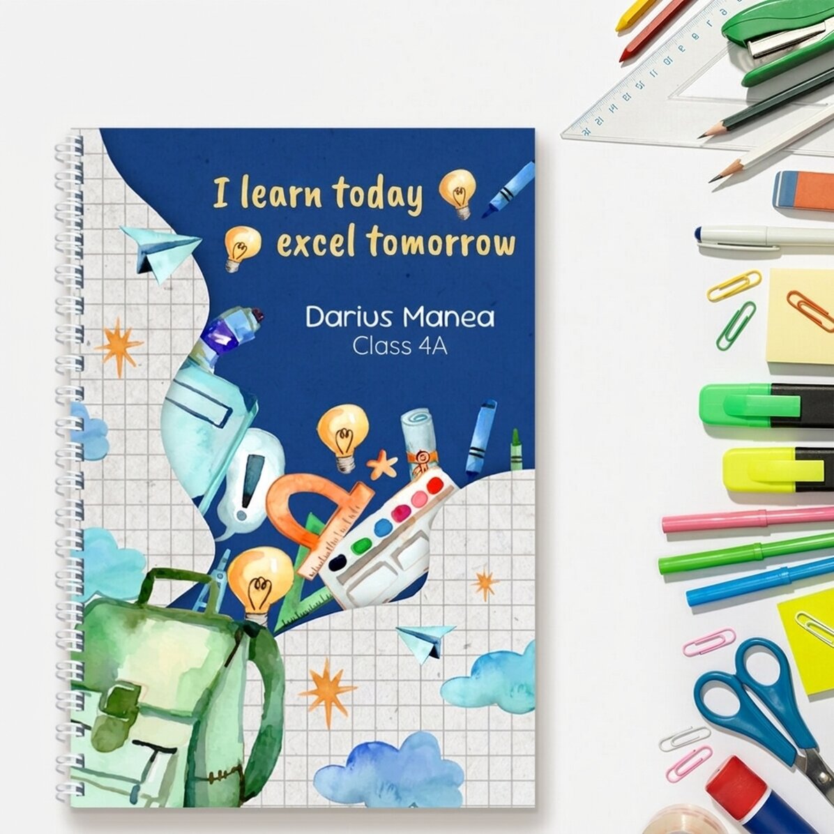 Cuaderno personalizado con texto - Vuelta al cole