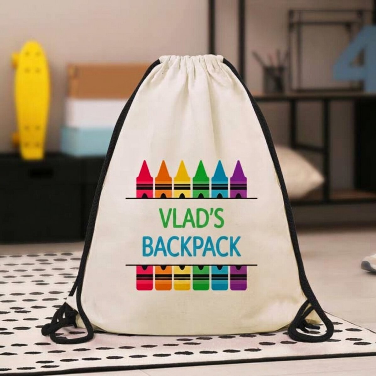 Mochila personalizada con texto - Lápices de colores
