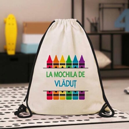 Mochila personalizada con texto - Lápices de colores