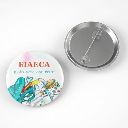 Insignia personalizada con nombre y texto - Ready to learn