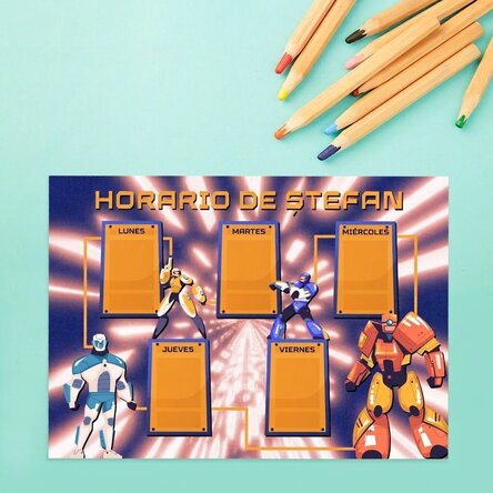 Horario personalizado con texto - Robots