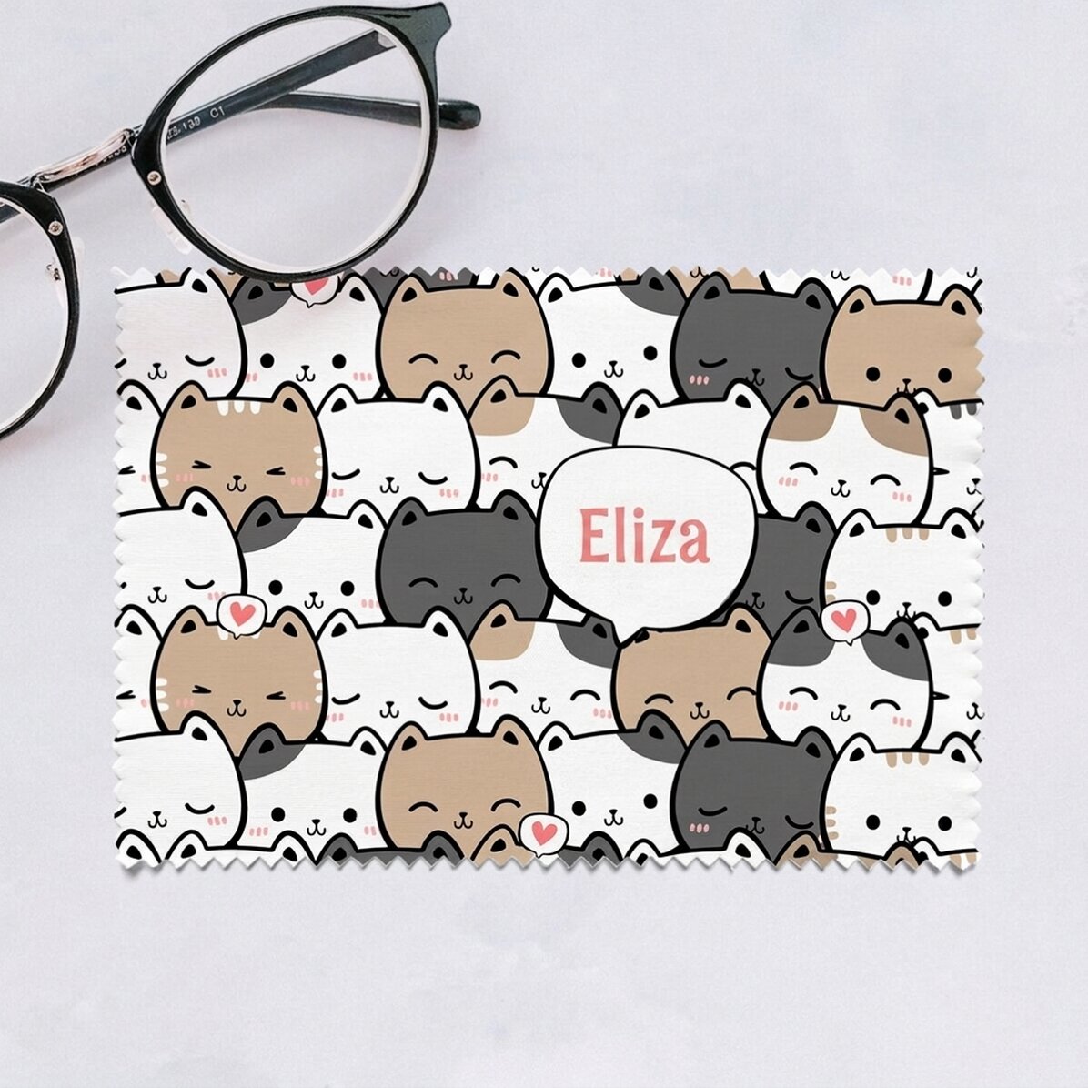 Paño personalizado para limpiar pantallas y gafas - Cute cats