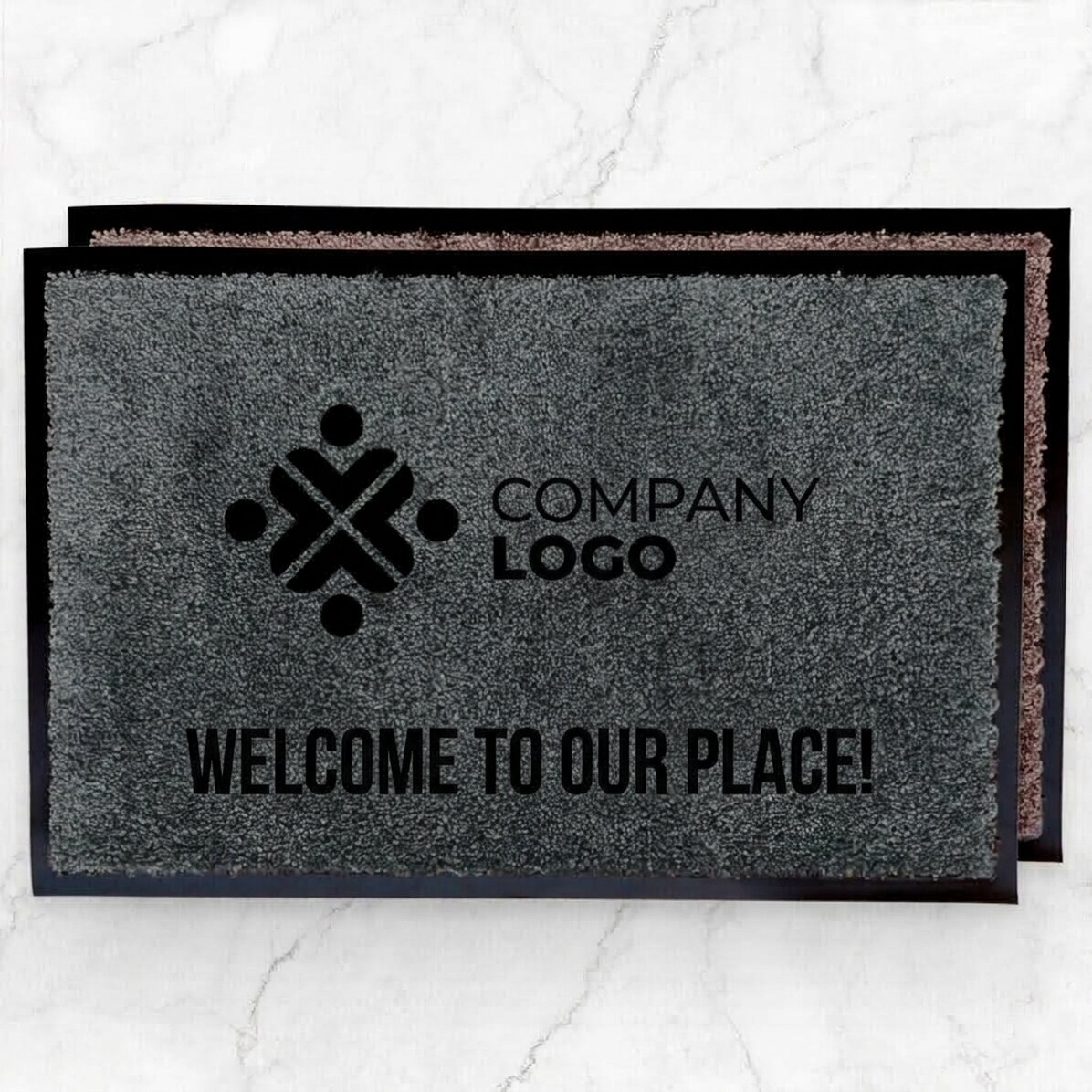 Alfombra de entrada para interiores personalizada con logotipo y mensaje