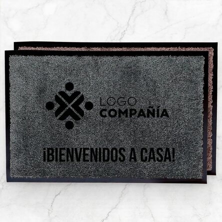 Alfombra de entrada para interiores personalizada con logotipo y mensaje