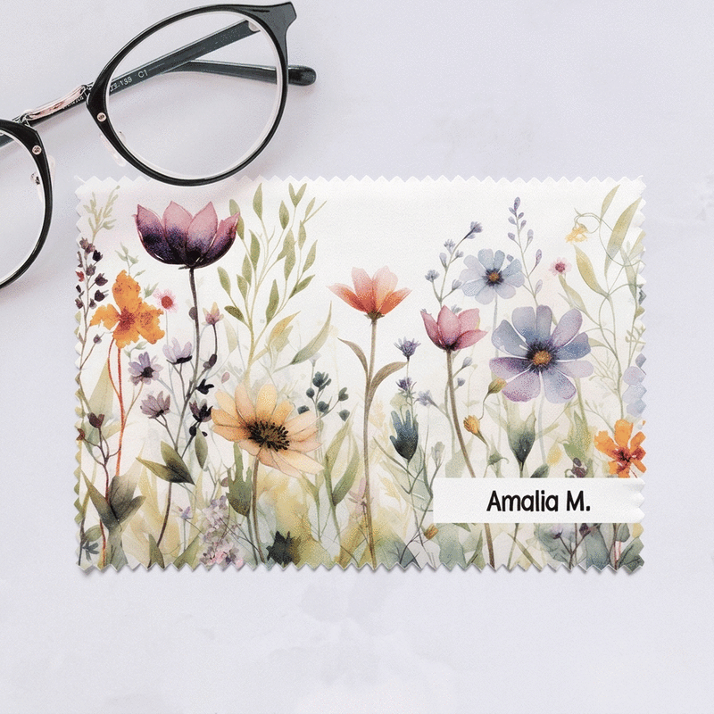 Paño personalizado con nombre para limpiar pantallas y gafas