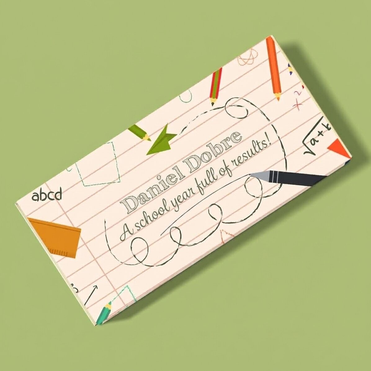 Chocolate personalizado con texto - El cuaderno del escolar