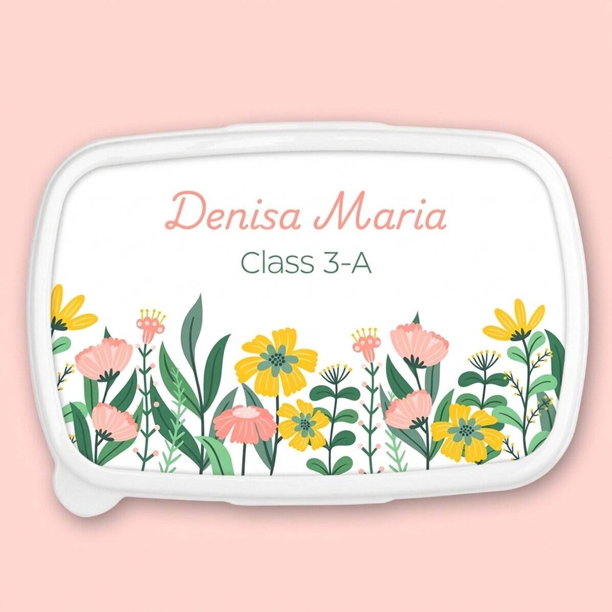 Fiambrera, fiambrera personalizada con texto - Flores