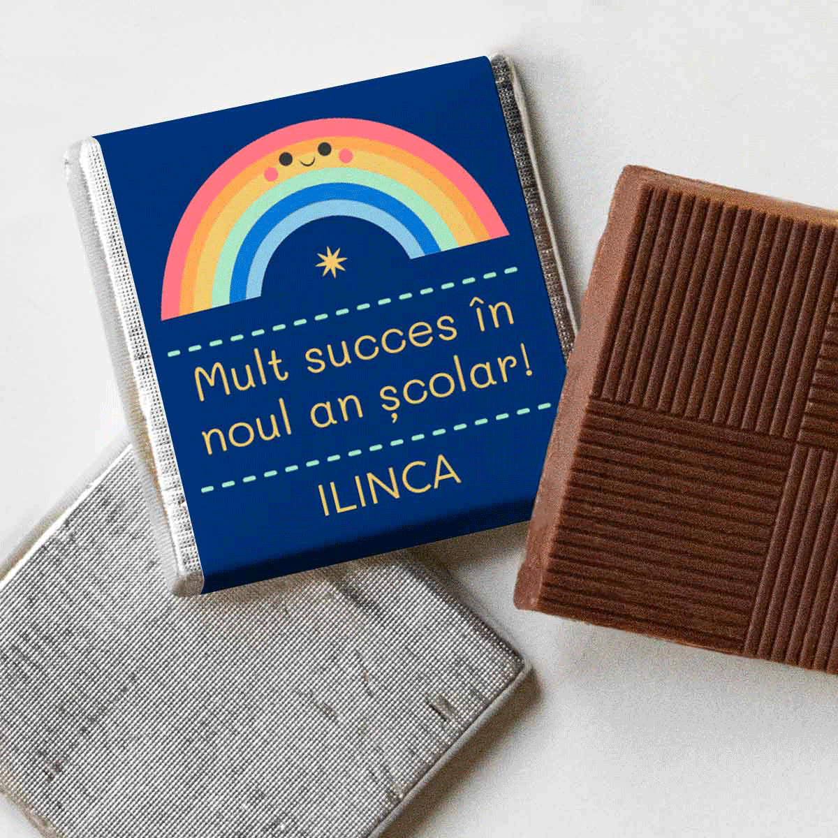 Mini tableta de chocolate personalizada con texto: ¡Mucha suerte!