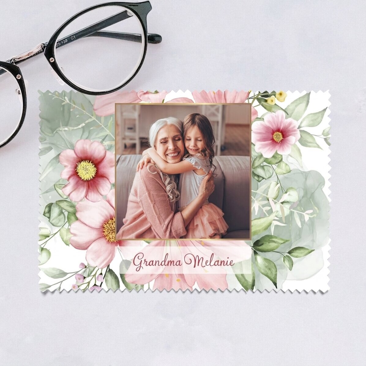 Paño personalizado con una foto para limpiar pantallas y gafas - Floral