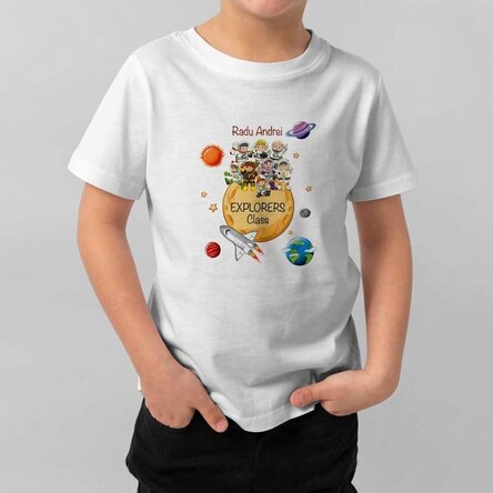 Customised cotton T-shirt for children with message - Explorers
