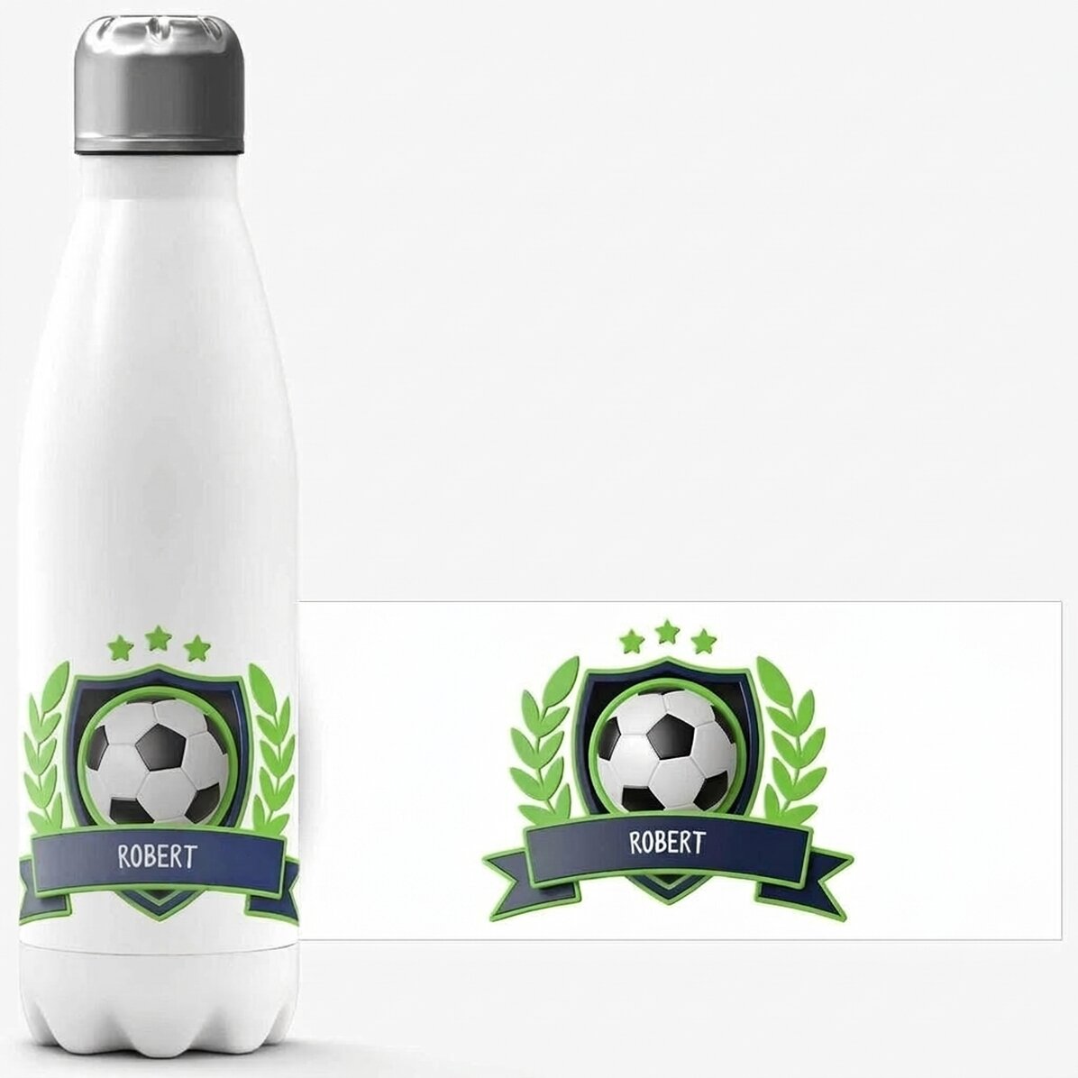 Termo con base blanca personalizado con texto - Fútbol
