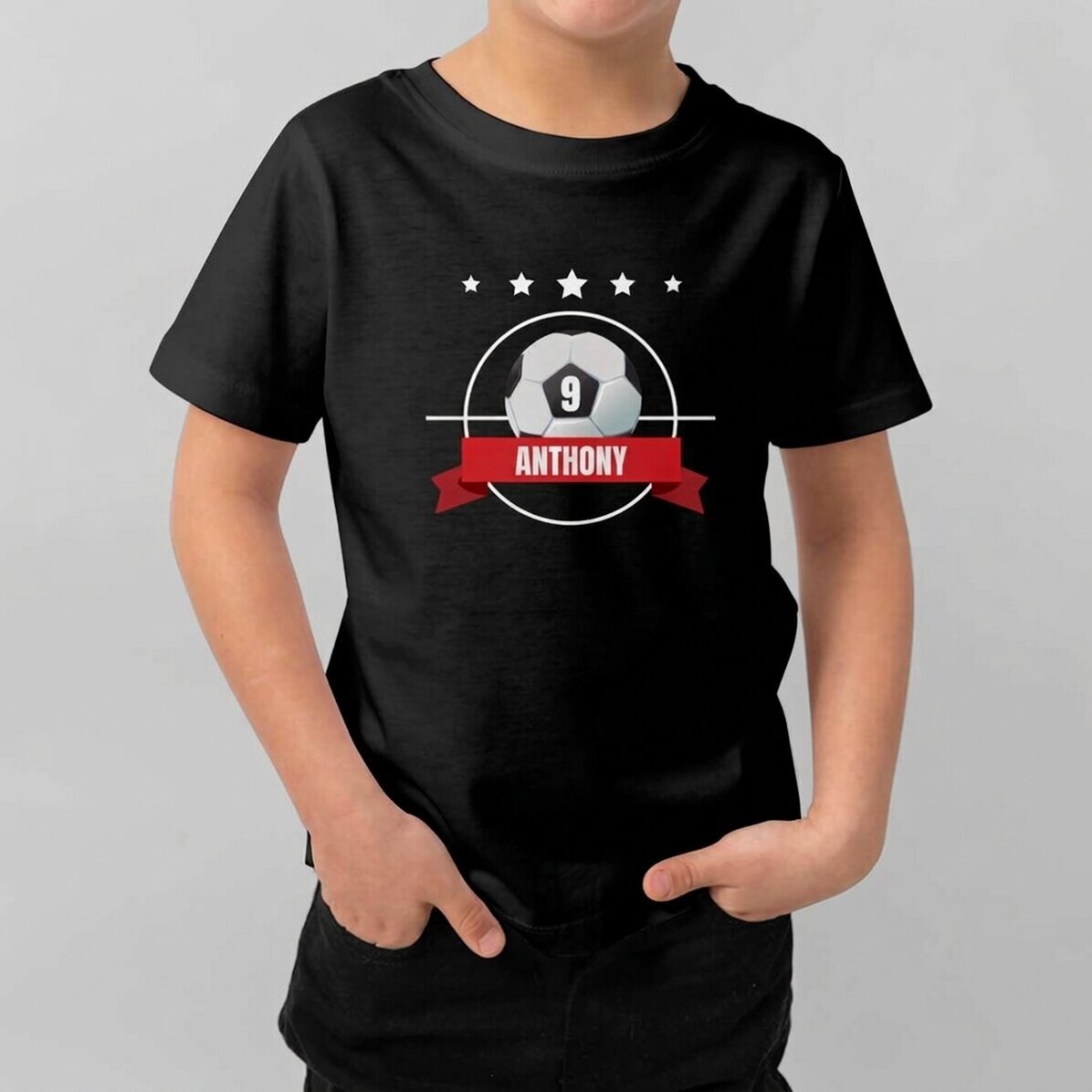 Camiseta de algodón para niños personalizada con mensaje - Fútbol