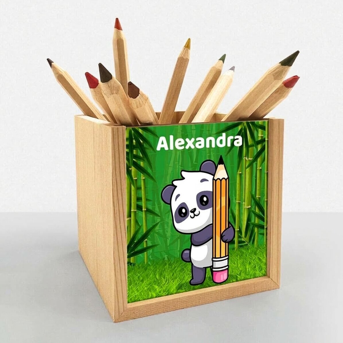 Portalápices personalizado con texto - Cute Panda