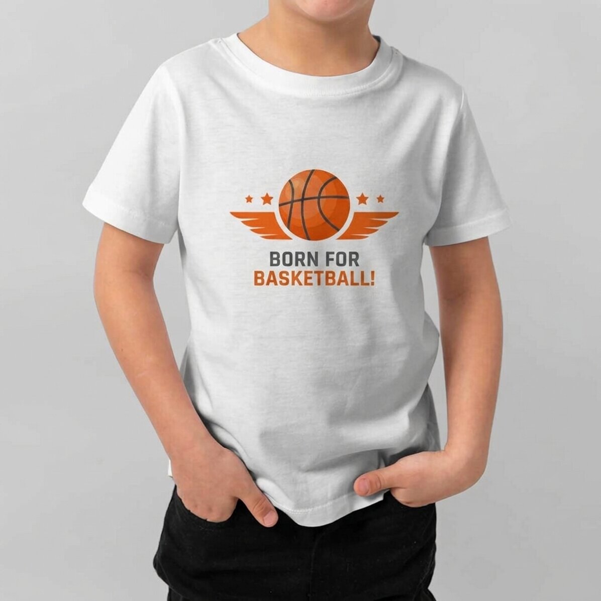 Camiseta de algodón para niños personalizada con mensaje - Baloncesto