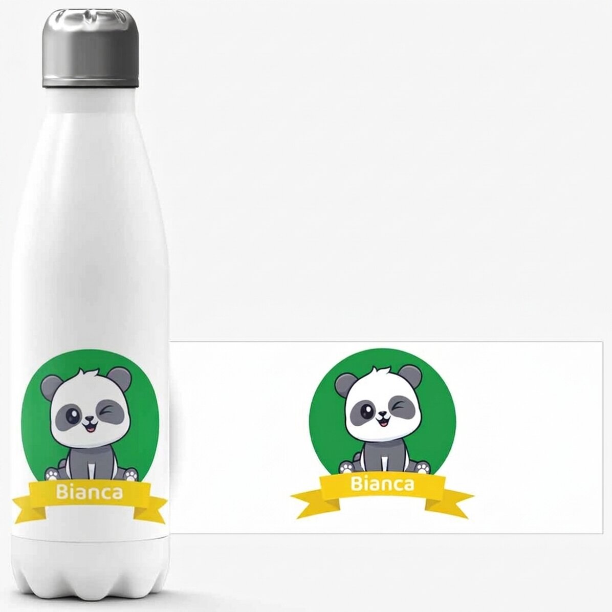 Termo con base blanca personalizado con nombre - Cute Panda