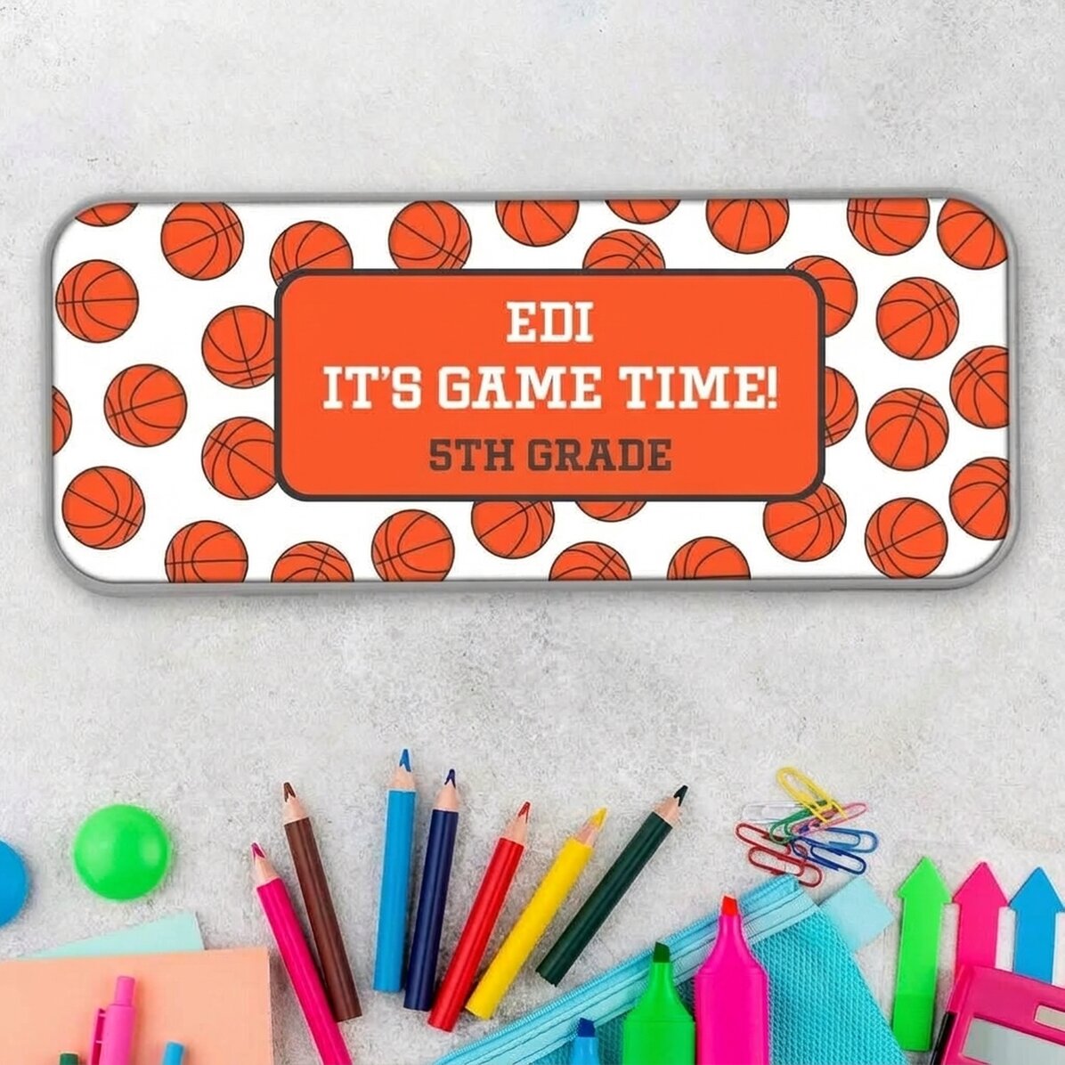 Estuche personalizado con texto - Baloncesto