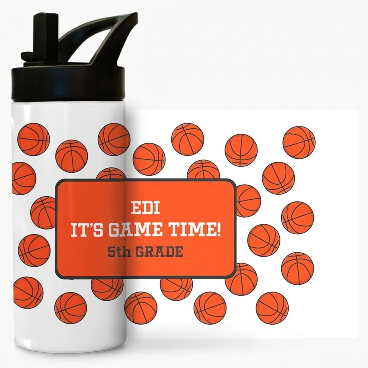 Término con asa y pajita personalizado con mensaje - Baloncesto