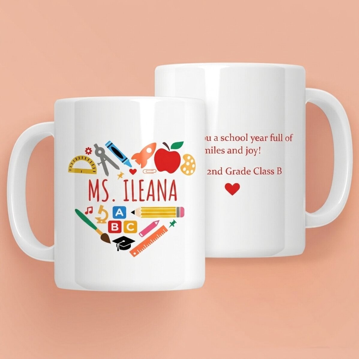 Taza personalizada con texto para profesores - Heart