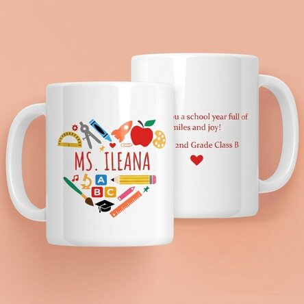 Personalised mug with text for teachers - Heart