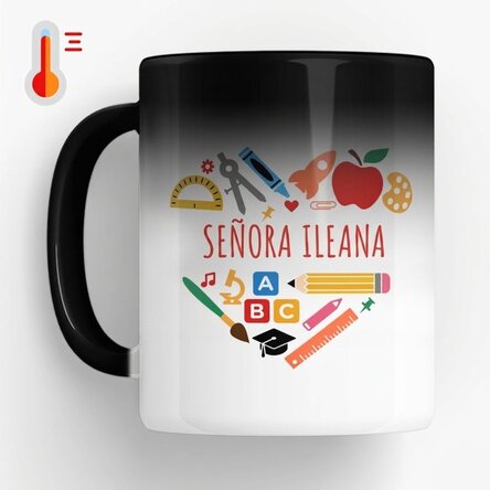 Taza termosensible personalizada con texto para profesores - Heart