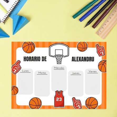 Horario personalizado con texto - Baloncesto