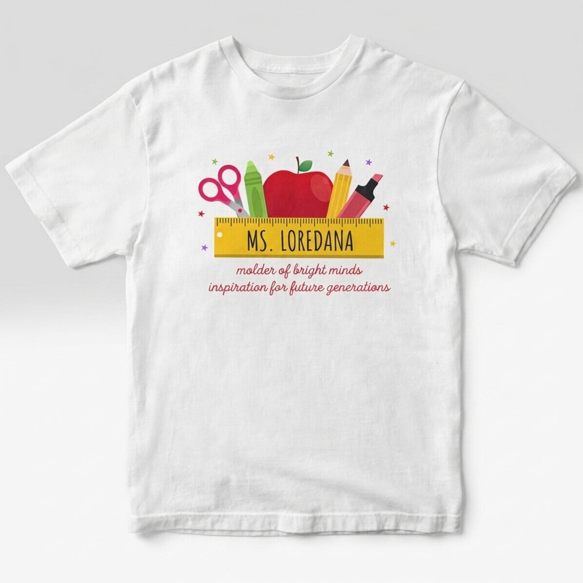 Camiseta de algodón personalizada con el nombre para profesores - Material escolar