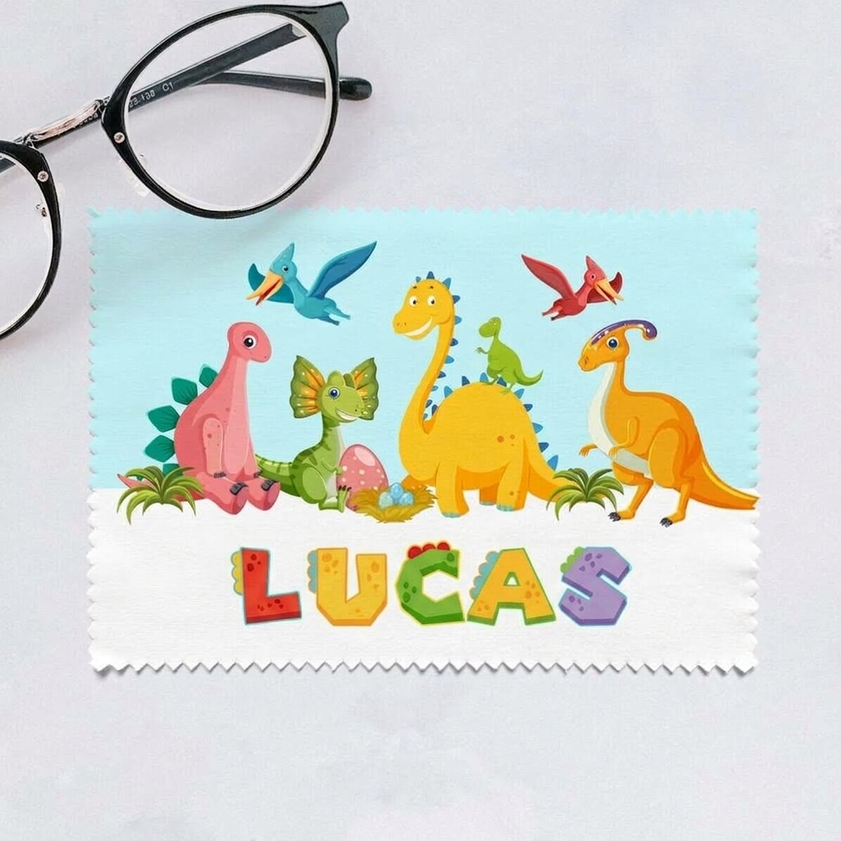 Paño personalizado para limpiar pantallas y gafas - Dino