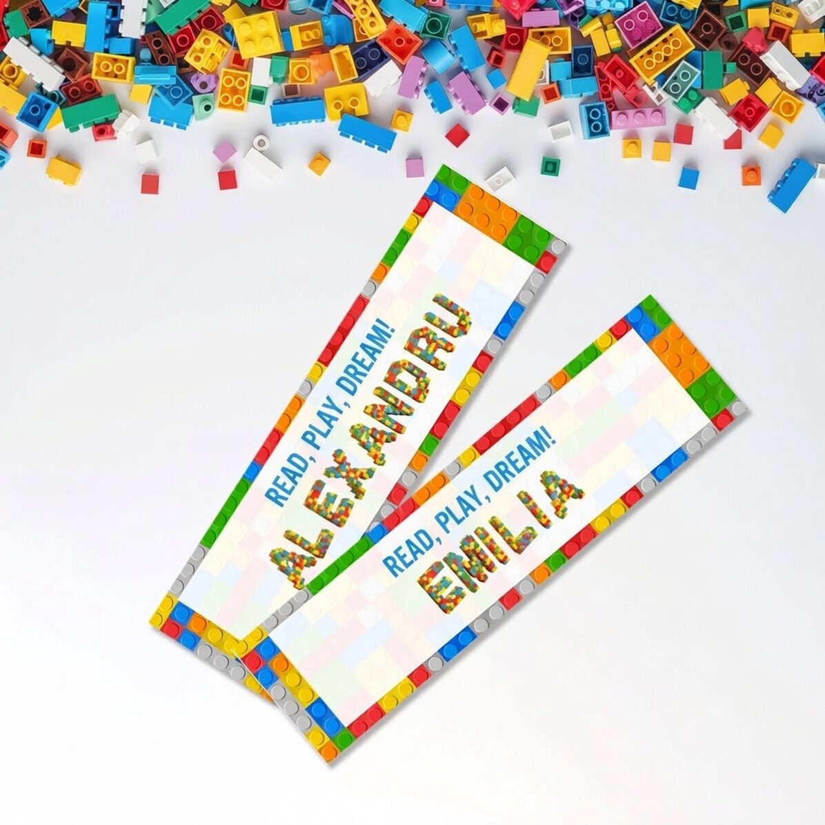 Marcapáginas personalizado con texto - Lego