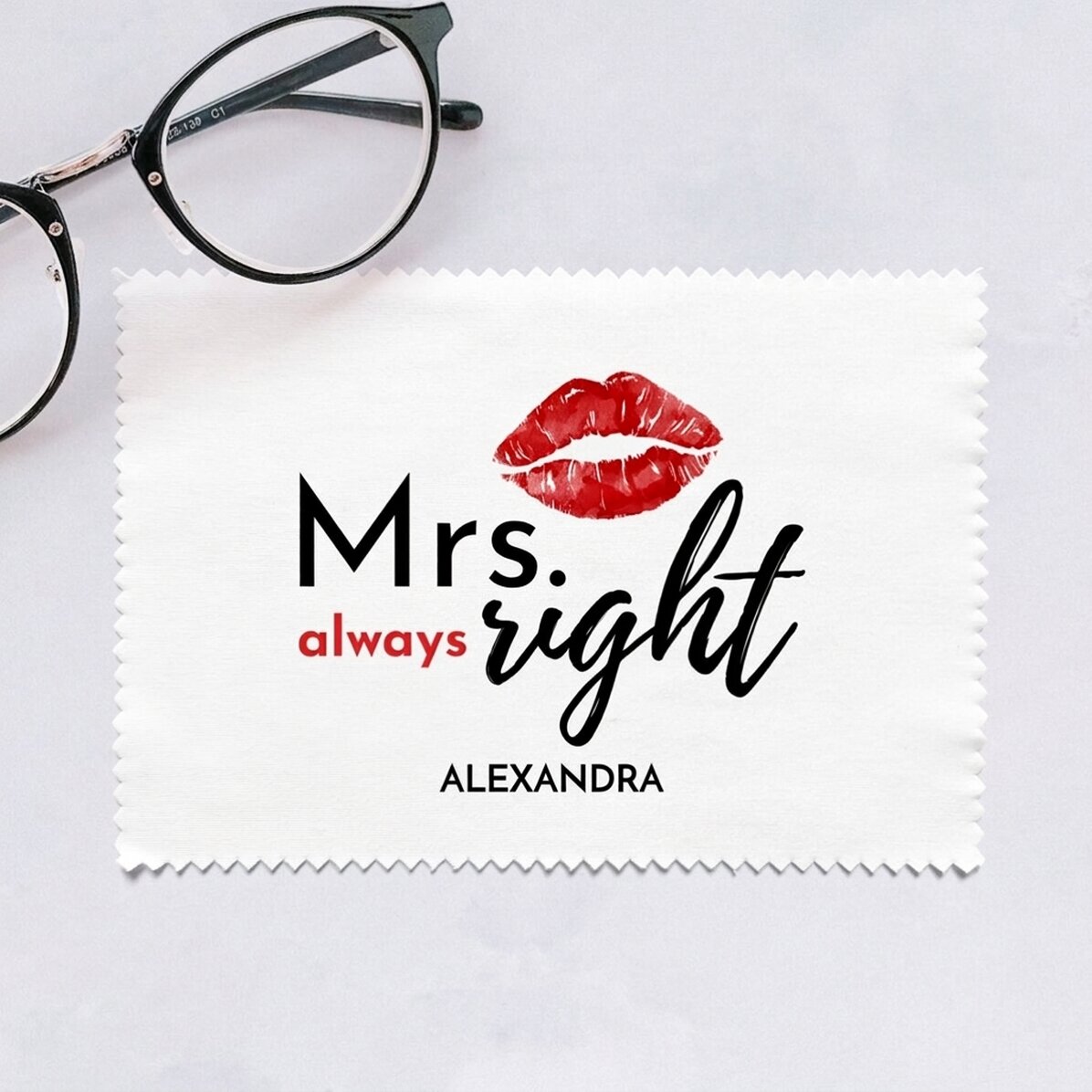 Paño personalizado para limpiar pantallas y gafas - Mrs. Always right