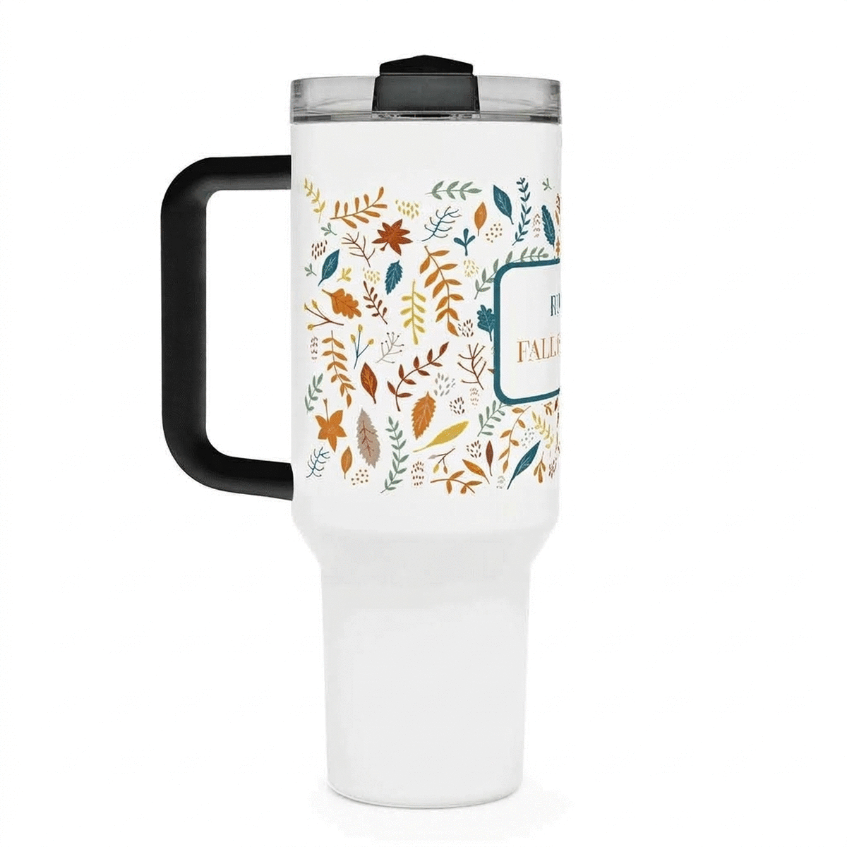 Taza termo con asa y pajita personalizada con texto - Autumn