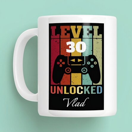 Personalised mug with text - Level Unlocked