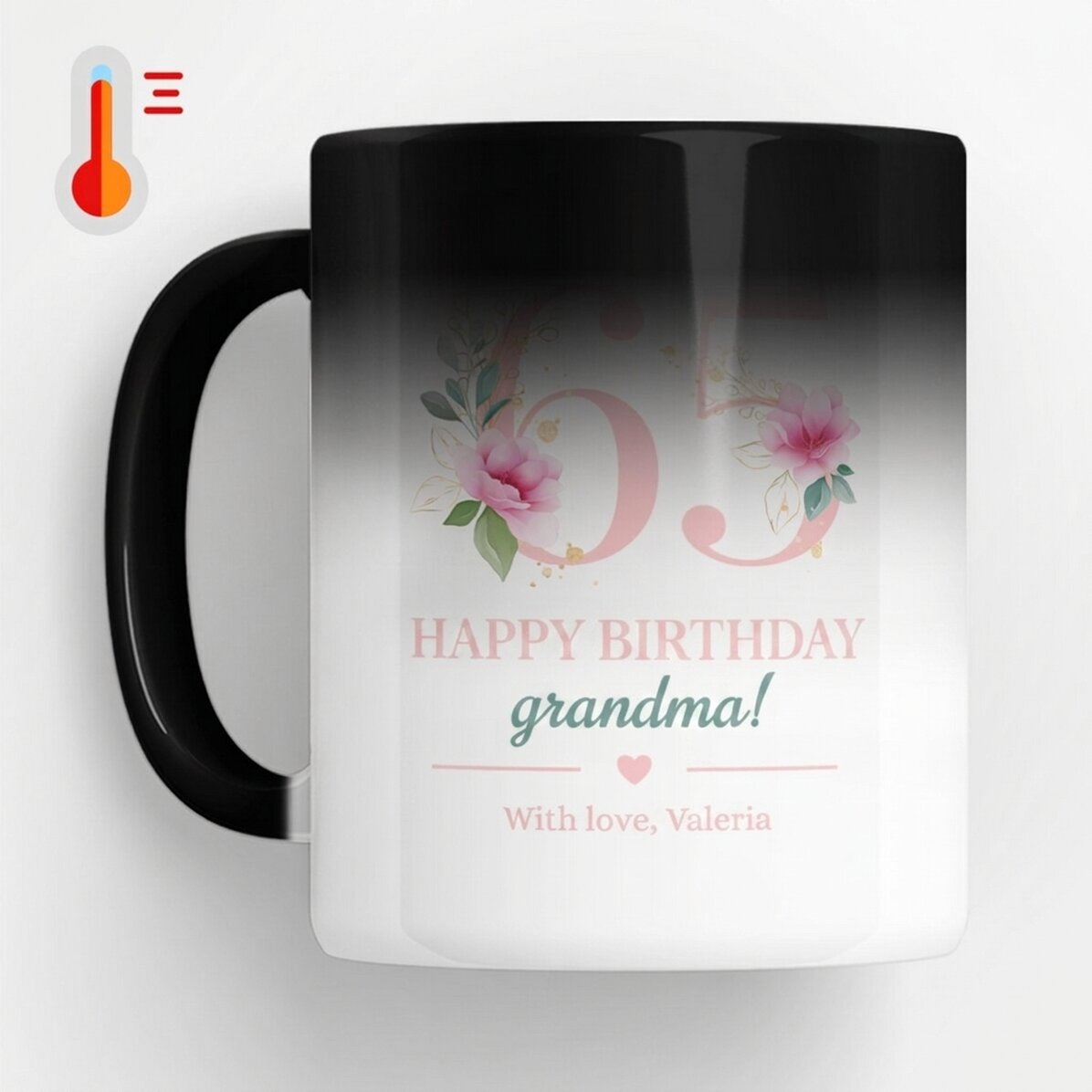 Taza termosensible personalizada con mensaje - Flores
