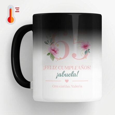 Taza termosensible personalizada con mensaje - Flores