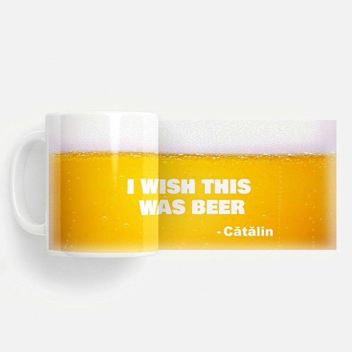 Taza personalizada con texto: «Ojalá esto fuera cerveza»