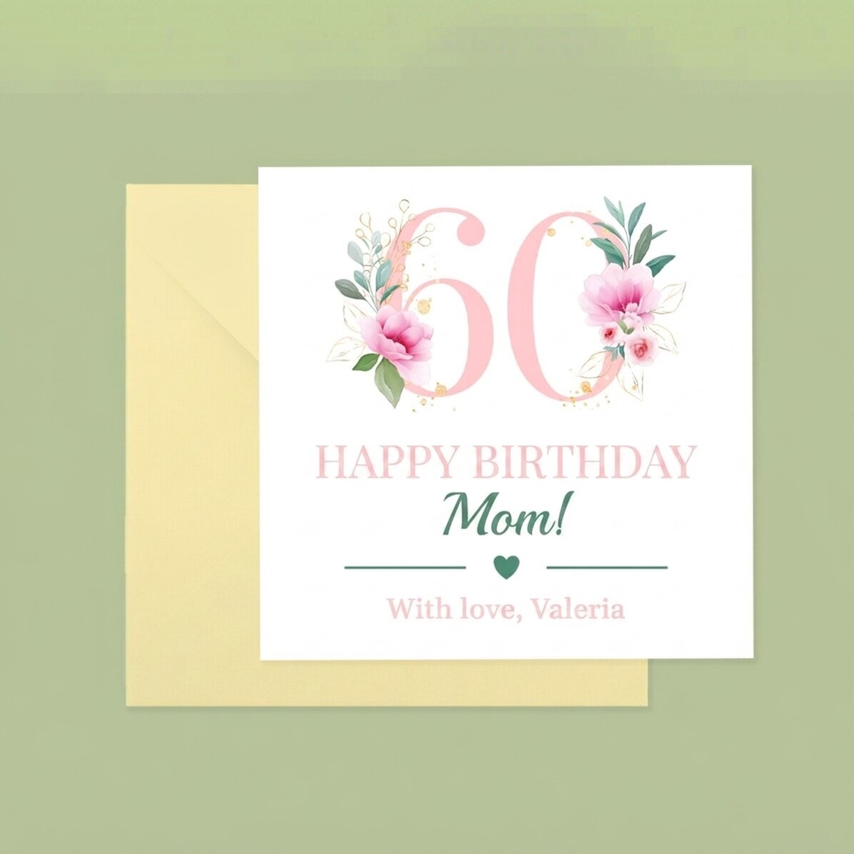 Tarjeta cuadrada personalizada con texto - Flores