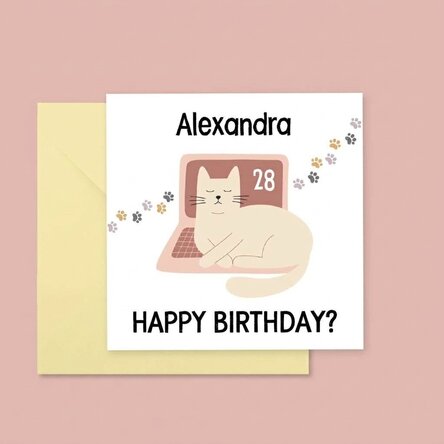 Tarjeta cuadrada personalizada con texto - Cat