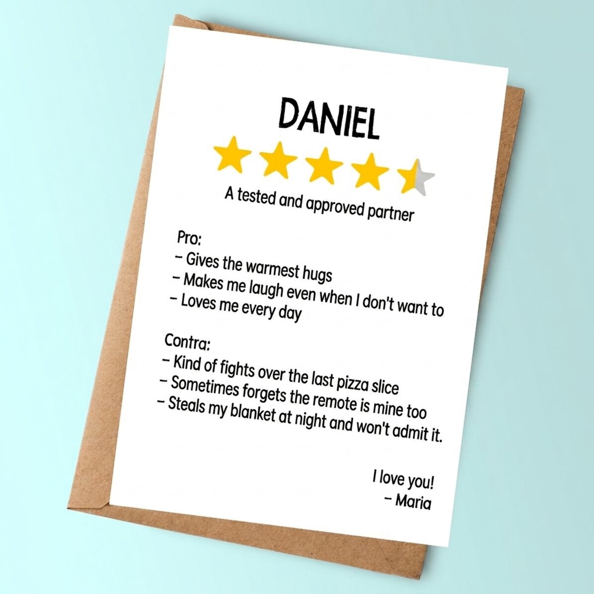 Tarjeta personalizada con mensaje - Reseña