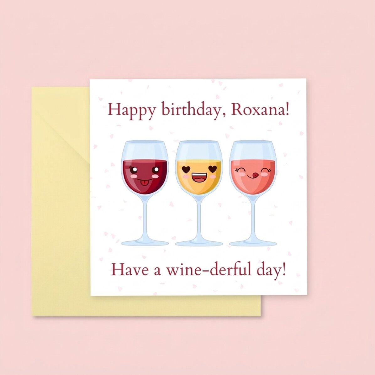 Tarjeta cuadrada personalizada con texto - Wine-derful