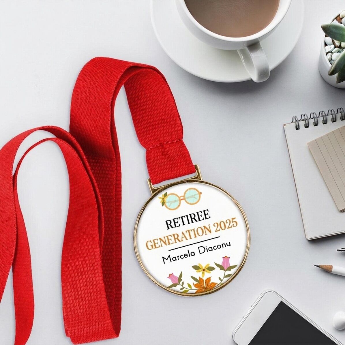 Medalla personalizada con texto - Jubilación