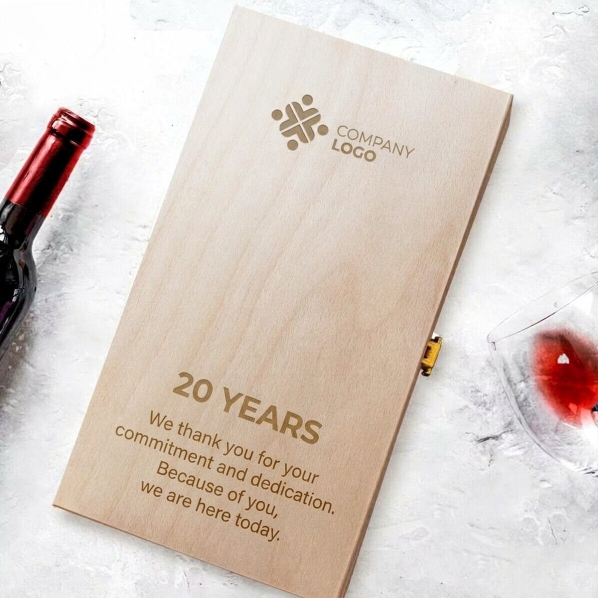Caja de vino personalizada para dos botellas de vino con logotipo y mensaje